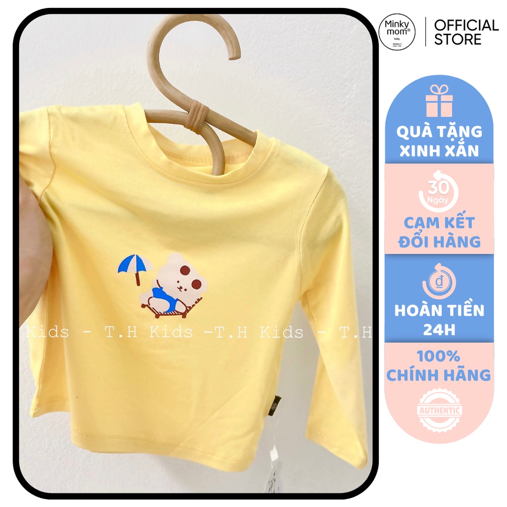 Áo Dài Tay Bé Gái, Bé Trai Vải Thun Lạnh KIMCHIBABY In Gấu, Áo Cho Bé Mặc Đi Chơi, Đi Học KWAD2201