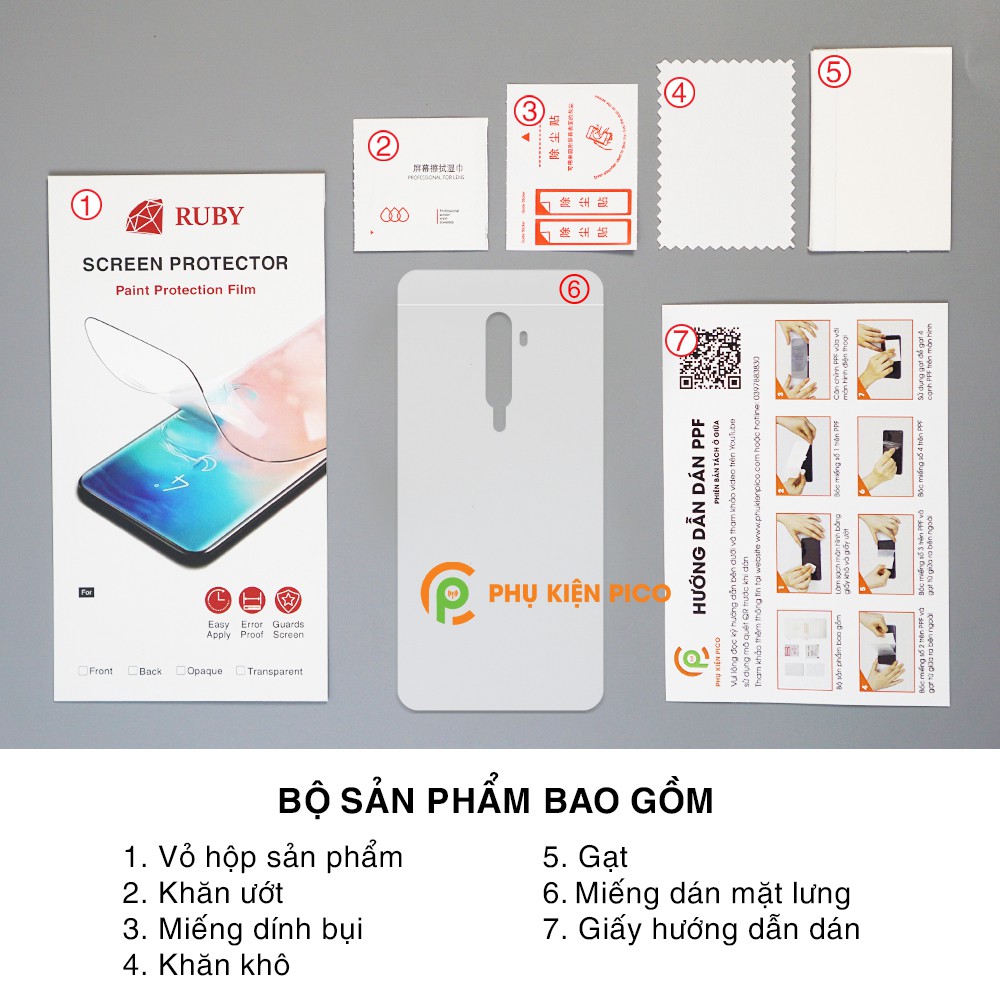 Dán lưng Reno 2 / Reno 4 full mặt lưng dẻo trong suốt PPF tự phục hồi vết xước - Dán lưng Oppo Reno 2