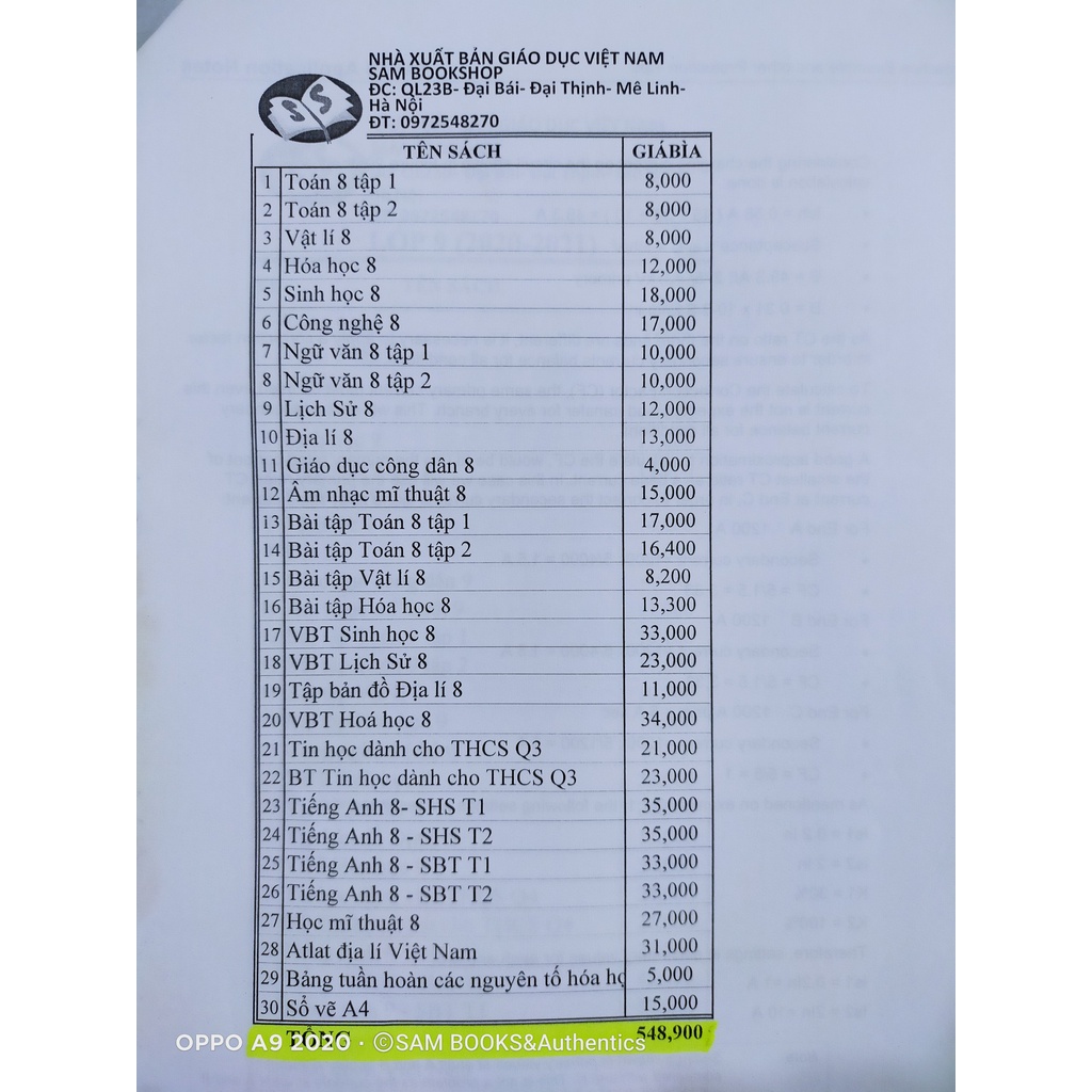 SGK 8  bán lẻ kèm bút chì
