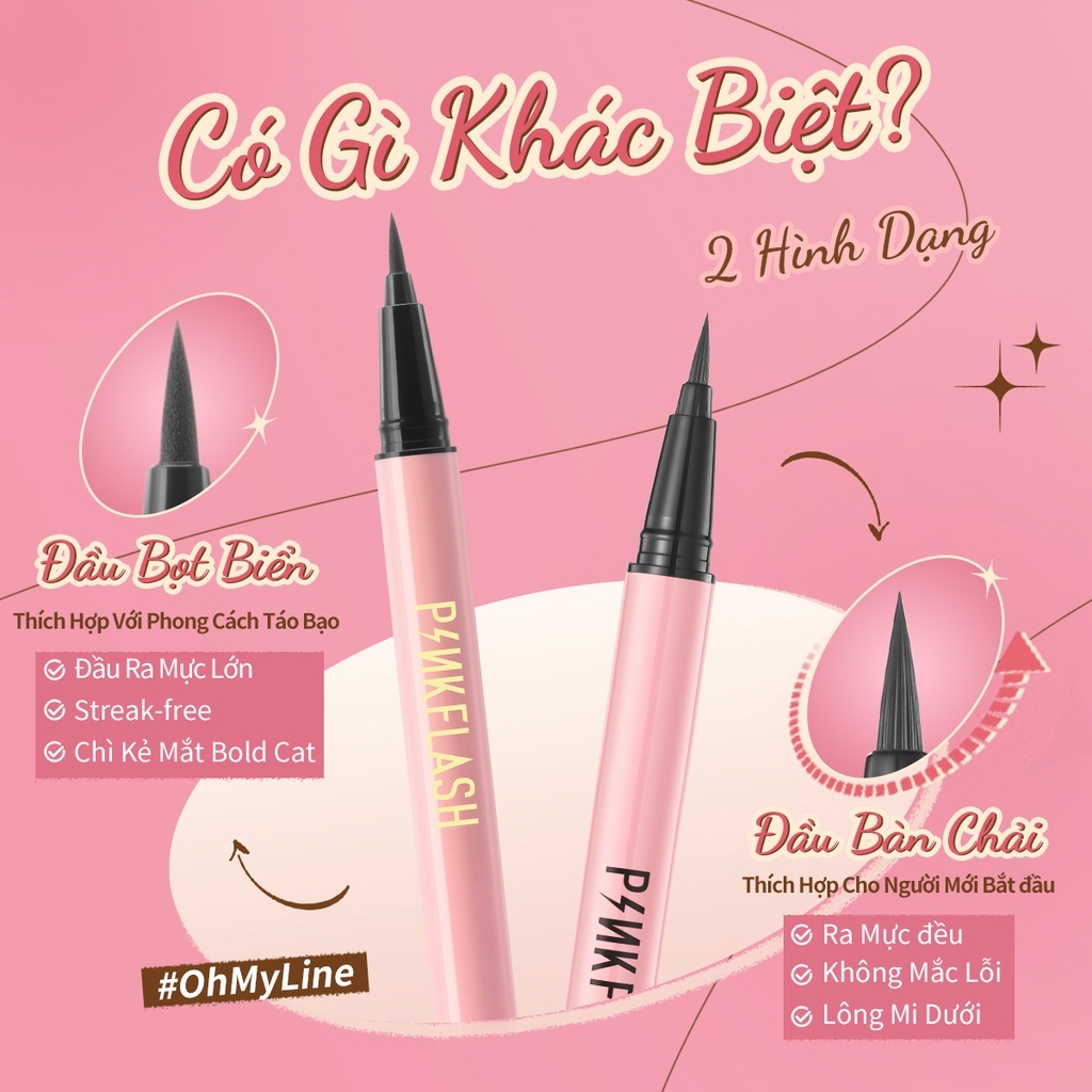 Bút kẻ mắt Pinkflash - Dạng lỏng - Nhanh khô - Chất lì chống nước lâu trôi 30g