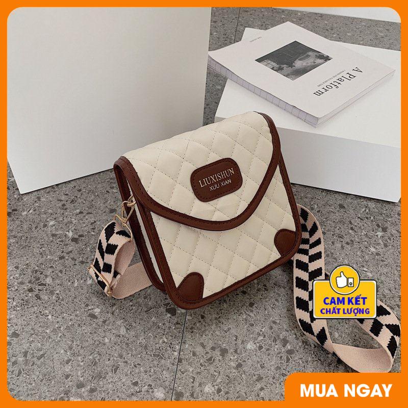 Túi đeo chéo nữ LIUXISHUN cao cấp kiểu dáng sọc caro dây đeo bản to phong cách thời trang trẻ trung sành điệu ST936