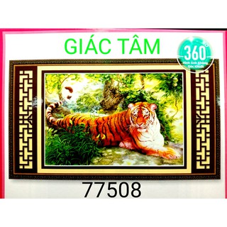 Tranh đá MÃNH HỔ - 86x60cm - 77508 - CON HỔ RỪNG CÂY CỎ- tranh đá chưa làm - chưa gắn đá - chưa đính đá