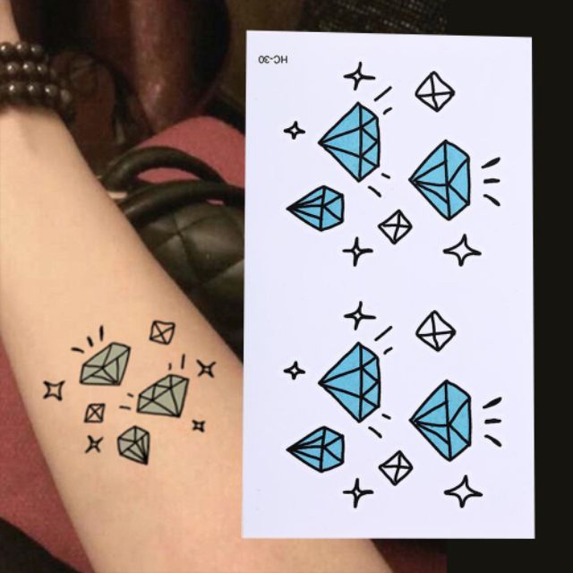 Hình xăm kim cương. . Xăm dán tatoo mini tạm thời, size &lt;10x6cm