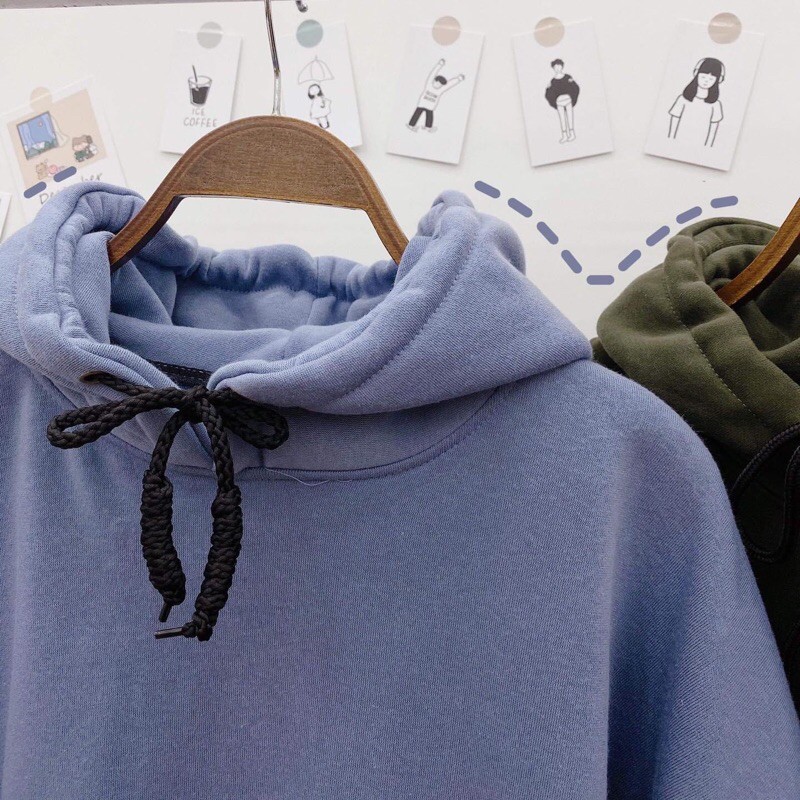 Áo Hoodie Trơn Nỉ Lót Bông Xám Xanh Unisex | BigBuy360 - bigbuy360.vn