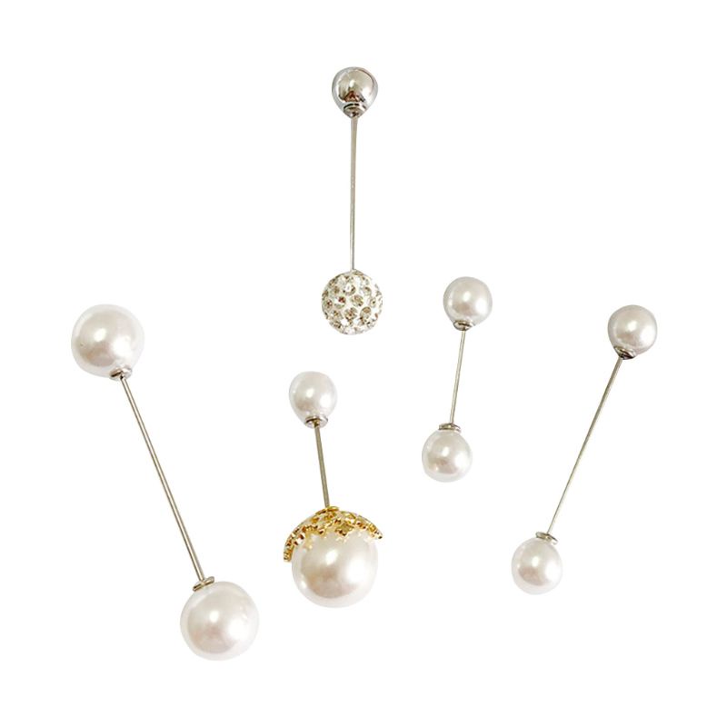 1 Bộ Ghim Cài Cổ Áo Bằng Đồng Đính Ngọc Trai Giả Lấp Lánh Chống Ánh Sáng An Toàn Cho Nữ