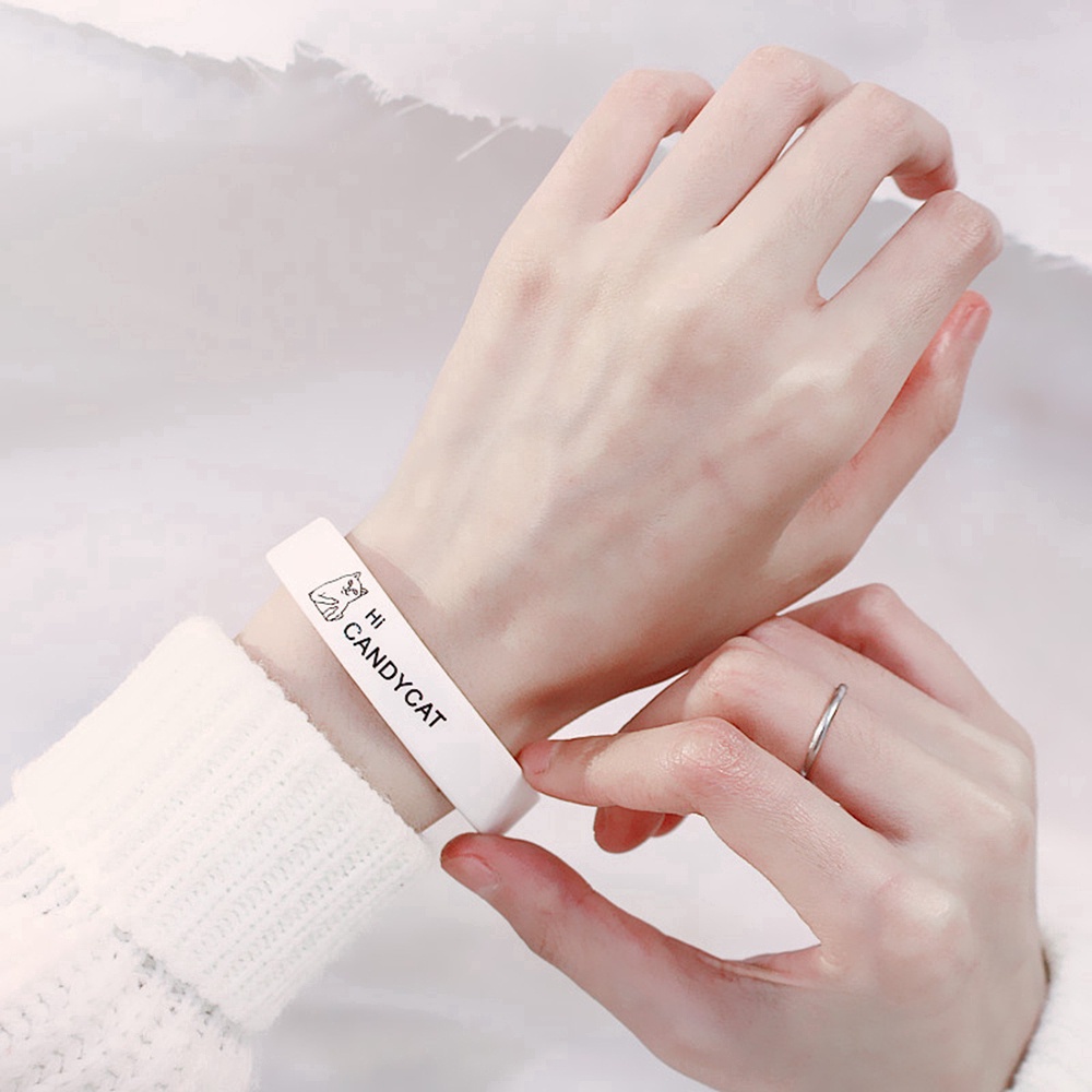 Vòng Tay Cao Su Silicone Phối Hình Mèo Hoang Dã Đơn Giản Cho Cặp Đôi