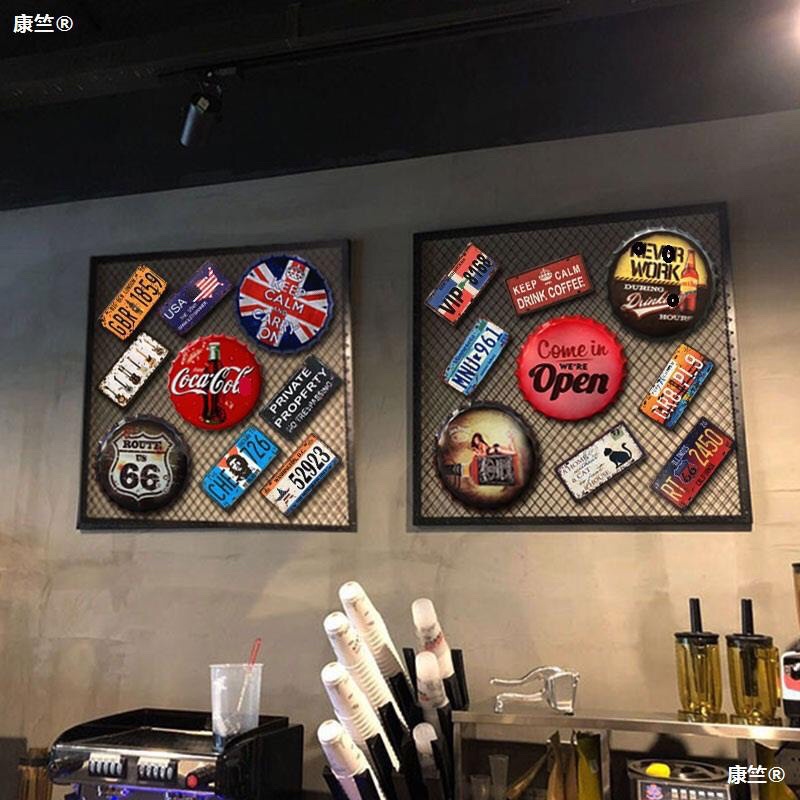 Nắp Bia Trang Trí Vintage Barber Shop, Hair Salon, Nhà Hàng Kích thước Đường Kính 35cm