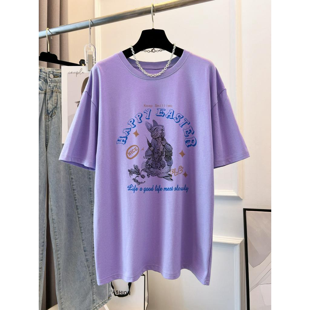 Áo Thun Cotton Dáng Rộng Ngắn Tay In Hoạt Hình Thời Trang Mùa Hè Cá Tính 6308