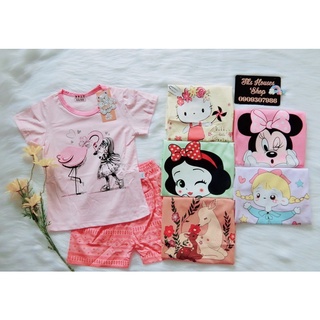 Đồ bộ xuất hàn cho bé gái chất cotton size nhí {7-15kg}, Bộ cộc tay xuất hàn chất cotton cho bé