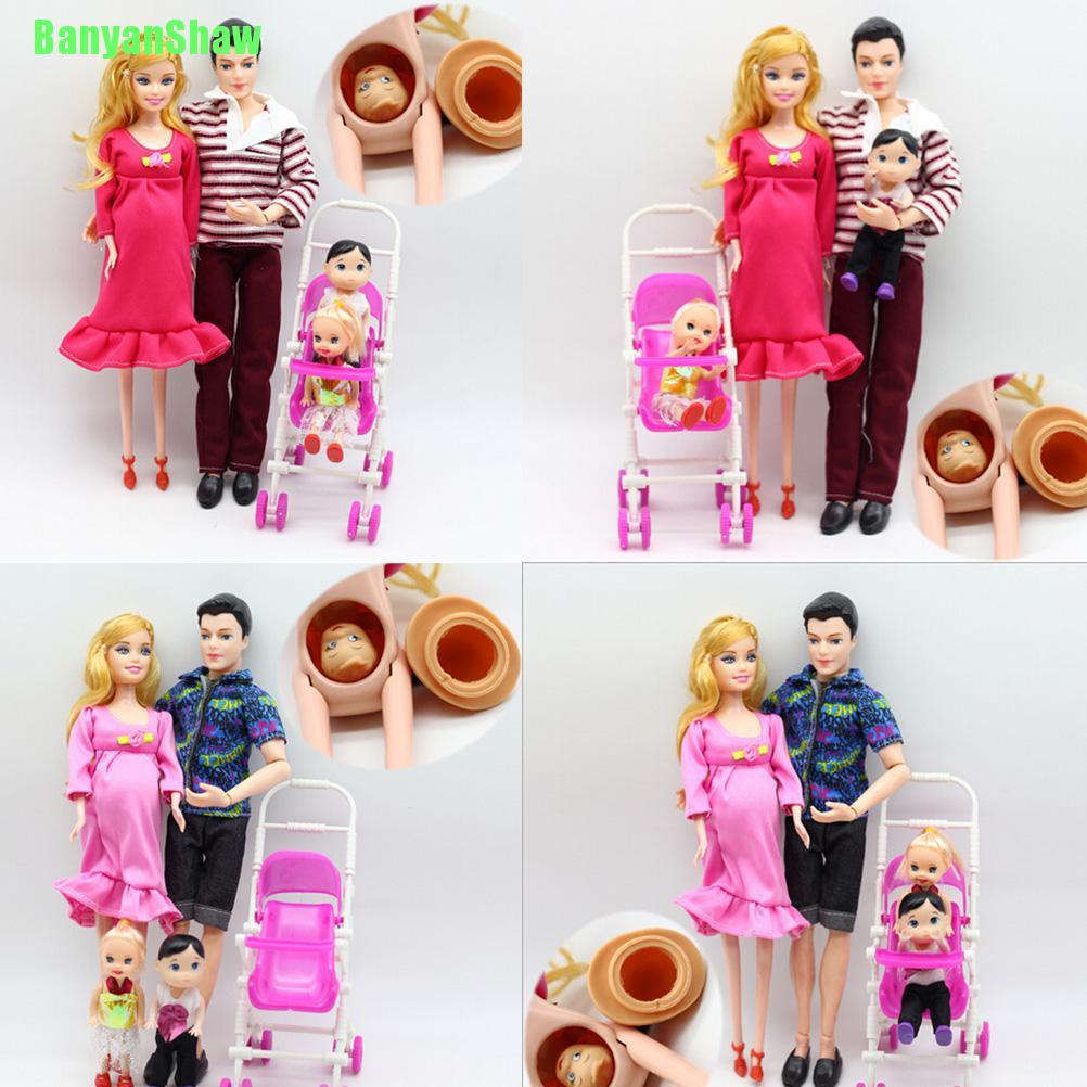 Set 6 Mô Hình Gia Đình Búp Bê Barbie Mang Thai