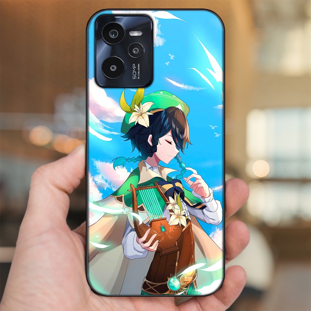 Ốp lưng Realme C35 viền đen in hình Venti Genshin Impact