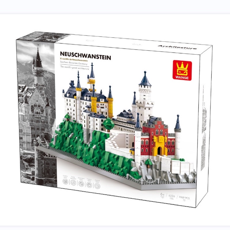 LẮP RÁP XẾP HÌNH KÌ QUAN TG WANGE 6226 - MÔ HÌNH KIẾN TRÚC LÂU ĐÀI NEUSCHWANSTEIN Ở ĐỨC 1969 PCS