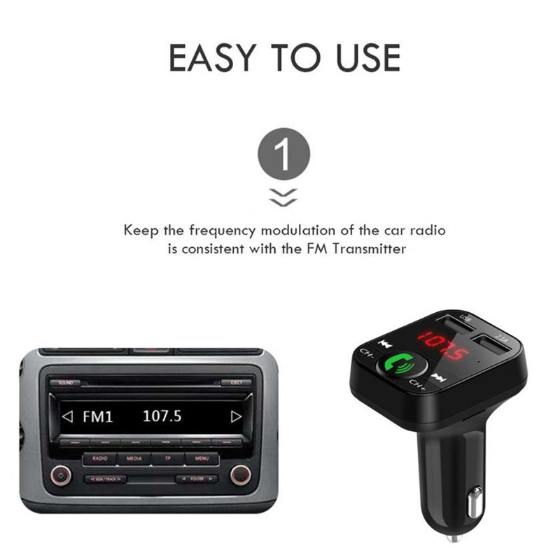 Tẩu sạc USB kép rảnh tay kiêm máy nghe nhạc MP3 bluetooth phát FM cho xe ô tô