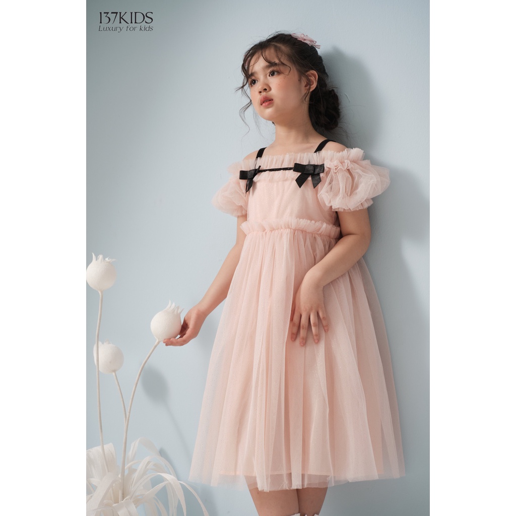 Váy công chúa 2 dây babydoll 137Kids thiết kế trễ vai xinh xắn cho bé gái đi chơi đi dự tiệc