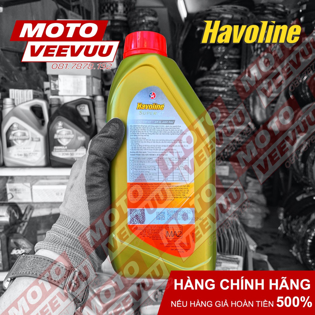 Dầu nhớt xe số Caltex Havoline Super 4T Semi 10W40 1 Lít &amp; 800ml