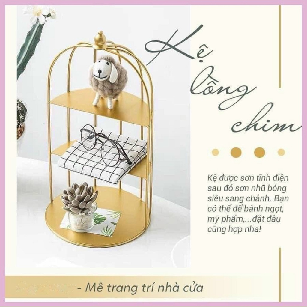 Kệ lồng chim để đồ trang điểm kệ đựng mỹ phẩm skincare TopV để bàn mini lồng chim 3 tầng trang trí Làm vườn TopV