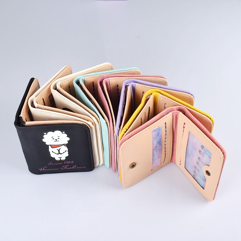 Ví Ngắn Đựng Tiền Xu Họa Tiết Hoạt Hình bt21 Dễ Thương Cho Nữ
