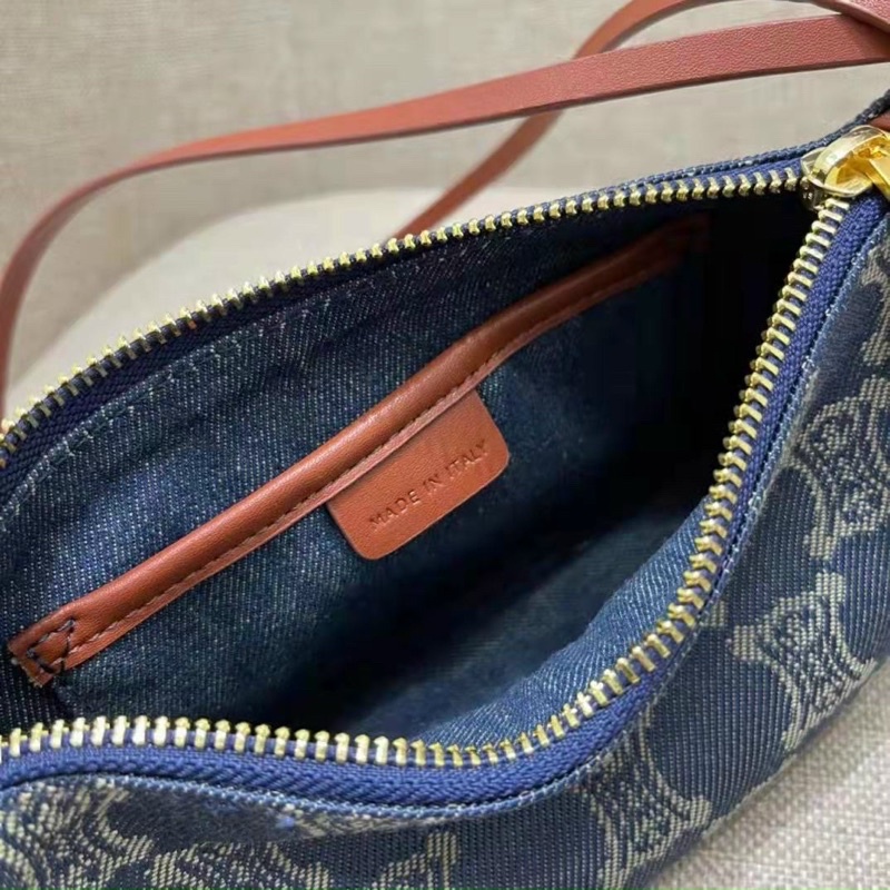 -Túi cặp nách vintage  Celinie shoulder bag-phong cách vintage denim cao cấp tone navy phối nâu