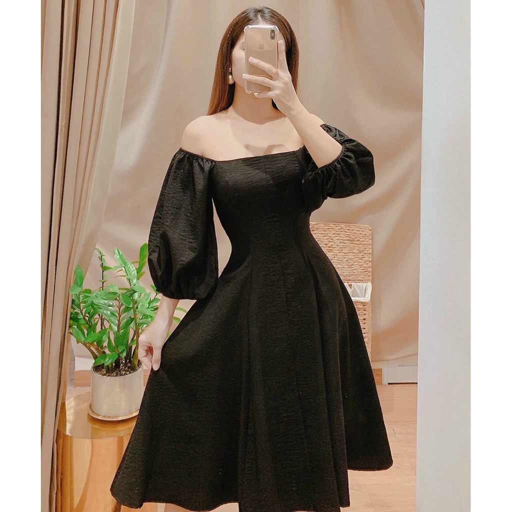 Đầm dự tiệc dáng xòe tay phồng sang trọng Lenin Dress