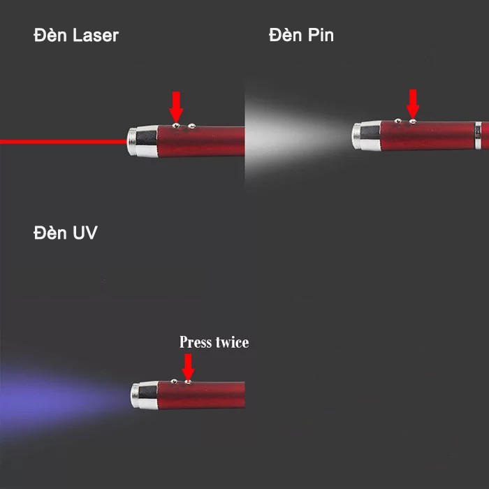 Móc Khoá Đèn Laser 3 trong 1 | Đèn Laser - Đèn Led - Đèn UV