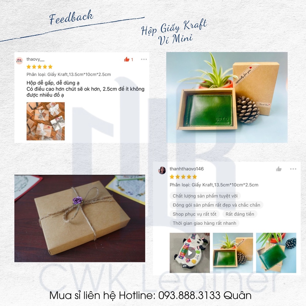 100 Hộp giấy kraft ví mini namecard vi đựng thẻ tự gấp - hộp quà tặng handmade