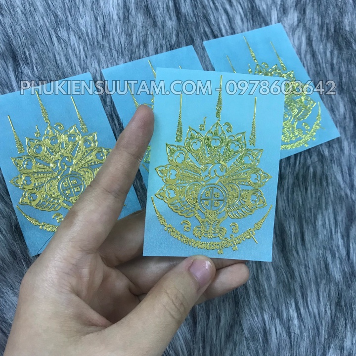 Linh phù Chim Công Vàng giàu có của Thái Lan dùng để dán điện thoại, bàn thờ ông địa may mắn -SP005573