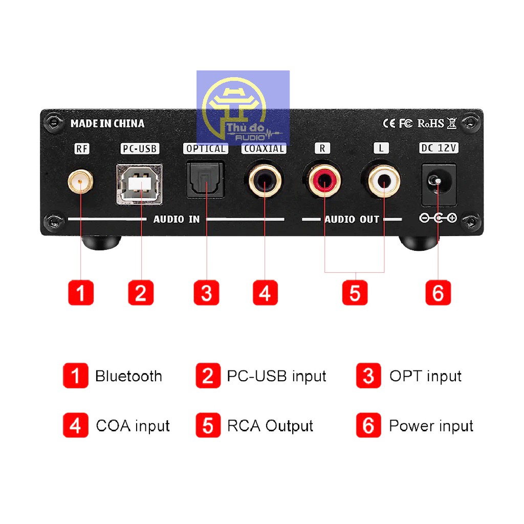 SUCA DAC Q6 V2 DAC giải mã 32BIT DSD256 Bluetooth 5.0 ( Tặng dây AV Monster cao cấp)