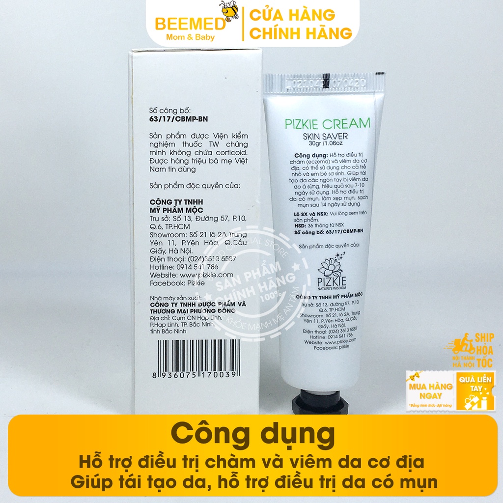 Kem trầu không Pizkie, giảm hăm, ngứa da, rôm sảy, chăm sóc da cho bé và cả nhà - Mẫu mới tuýp 30g