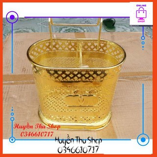 Giỏ đũa inox 2 ngăn mạ vàng