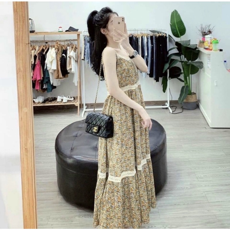 Váy Bầu 2 Dây Mùa Hè.Đầm Bầu Thiết Kế Chất Voan Hoa Nhí Đẹp Mát Dễ Thương A031 Lin Store66