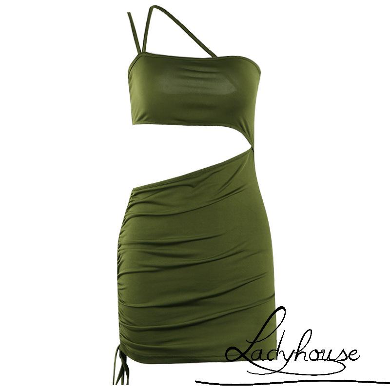 Đầm lệch vai ôm dáng màu trơn gợi cảm cho nữ