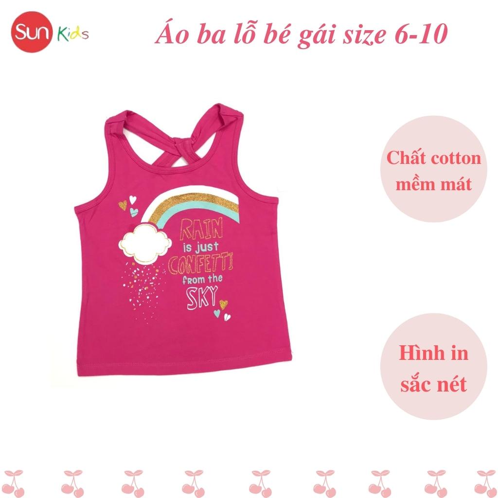 Áo thun bé gái, áo phông bé gái dáng ba lỗ, chất cotton, nhiều màu, size 6-10 - SUNKIDS