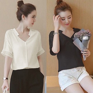 Áo sơ mi nữ form rộng phối ren gs110