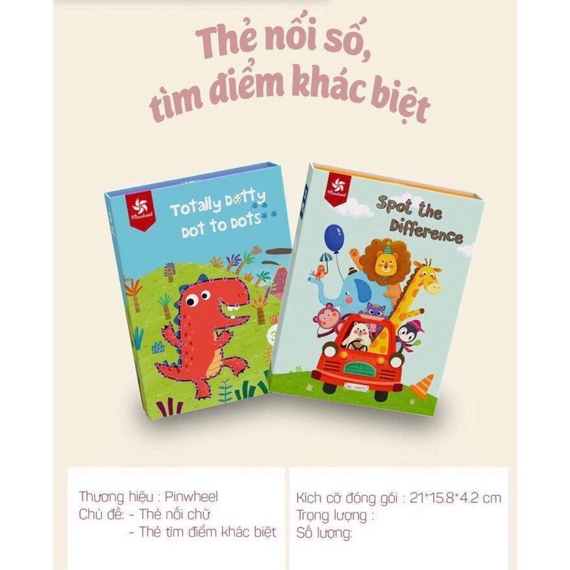 Bộ thẻ học nối số, tìm điểm khác biệt Pinwheel đồ chơi trí tuệ cho bé
