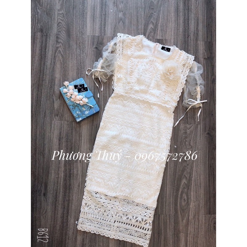 Váy ren tay lưới