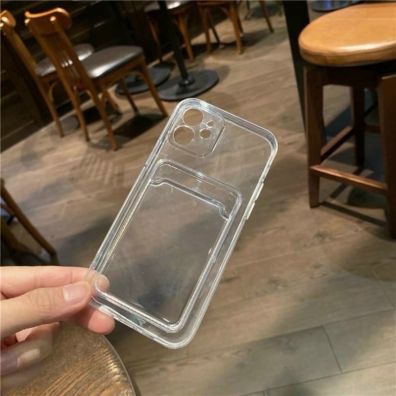 Ốp điện thoại dẻo trong suốt Chống sốc kèm ngăn đựng thẻ cho các dòng ip từ 6g đến ip 13 pro max