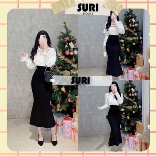 Chân váy đuôi cá dáng dài loe tôn dáng che khuyết điểm, nâng mông, cotton co giãn, mặc được 4 mùa, Freesize (40 - 63kg)