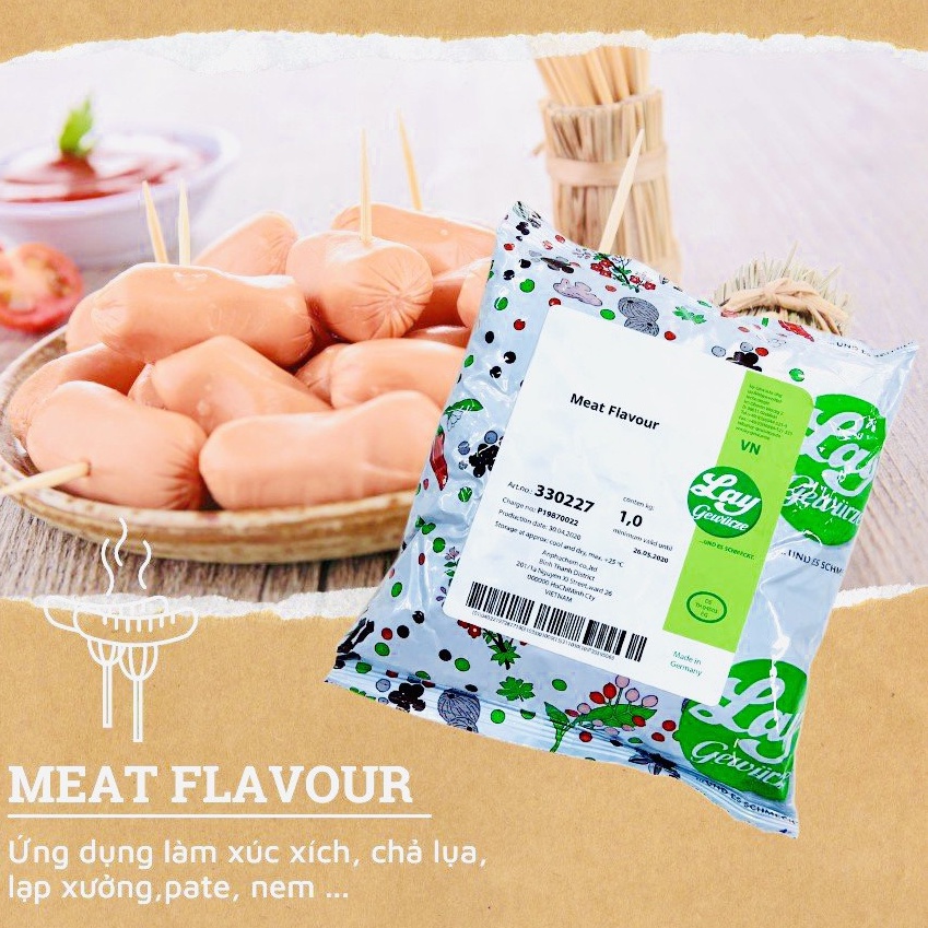1Kg Bột hương thịt Meat Flavour Đức làm giò chả, xúc xích, jambon, thịt xông khói, Doner Kebab