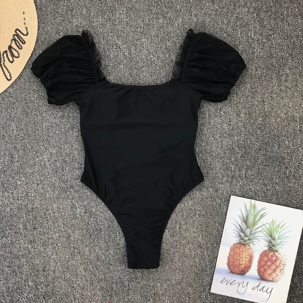 Đồ Bơi Liền Thân Tay Phồng Phối Lưới Màu Đen Thời Trang Dành Cho Nữ H158 | BigBuy360 - bigbuy360.vn