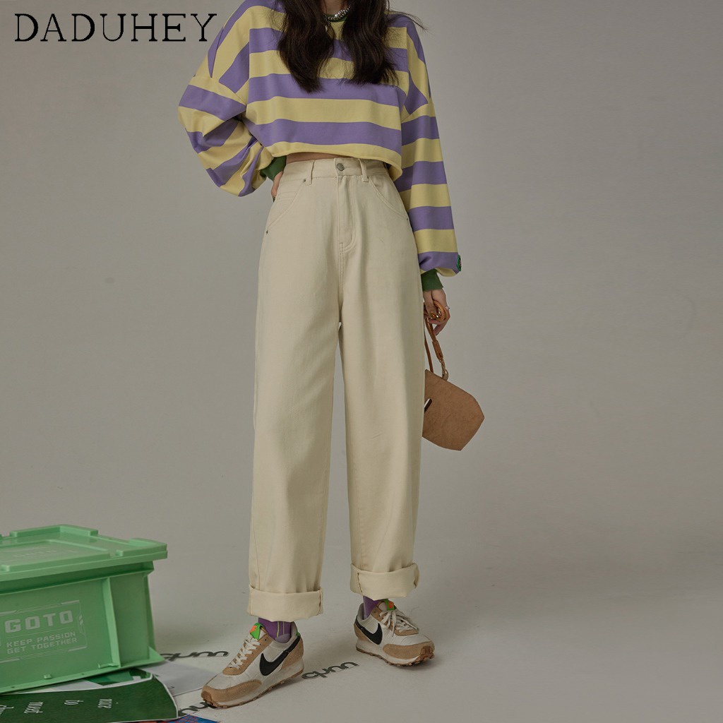 Quần jeans DaDuHey thời trang nữ ống rộng lưng cao 6 màu lựa chọn thời trang