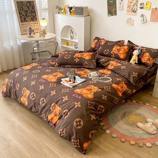 Bộ Chăn Ga Gối Cotton Poly LV Gấu