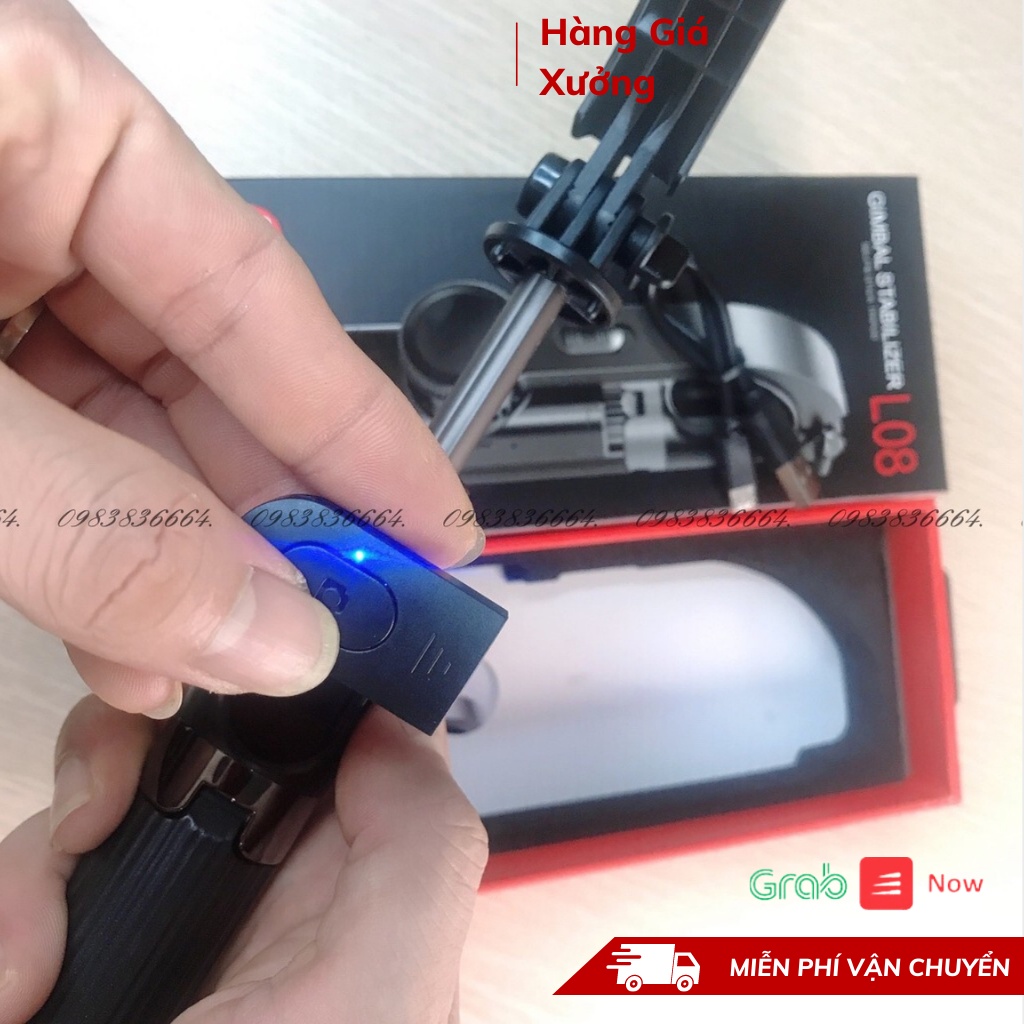 Tay Cầm Chống Rung Điện Tử Gimbal L08 Có Bluetooth -Có Chân Đỡ Tự Đứng - Kéo Dài Tới 86cm - D1009