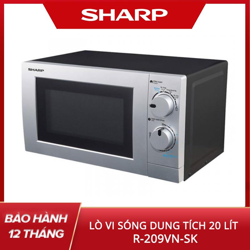 Lò vi sóng Sharp R-208VN-SK/ R-209VN-SK công suất 800W dung tích 20 lít - Hàng chính hãng, bảo hành 12 tháng