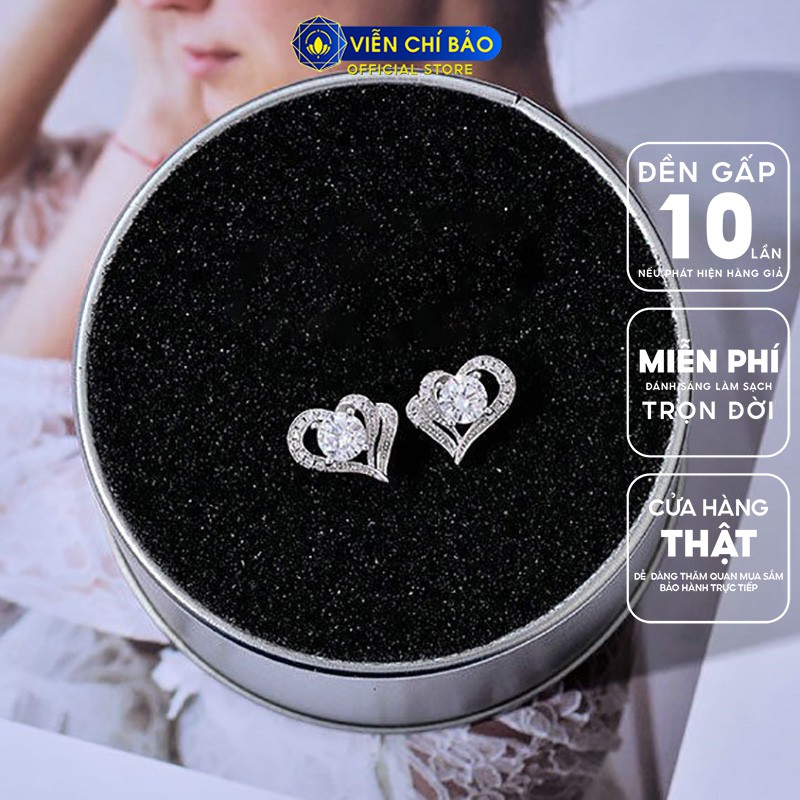 Bông tai bạc nữ Double Heart chất liệu bạc 925 thời trang phụ kiện trang sức nữ thương hiệu Viễn Chí Bảo B400332