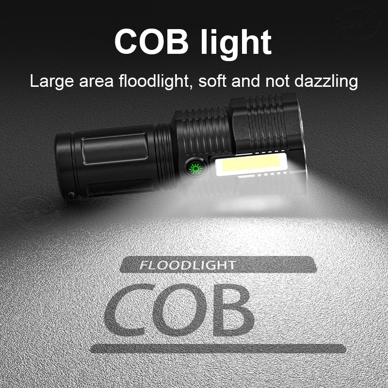 Đèn Pin 12 Bóng Led Sạc USB 4 Chế Độ Sáng Chống Thấm Nước Kèm Phụ Kiện
