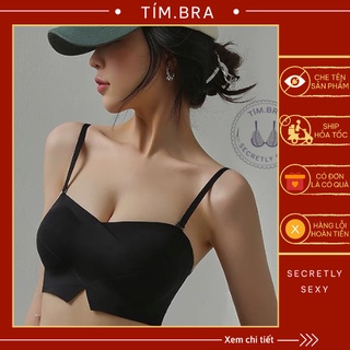 Áo bra nữ không gọng nâng ngực hàng cao cấp, Áo ngực cúp Tím Bra quây ngang chất cao su non thoáng khí M8