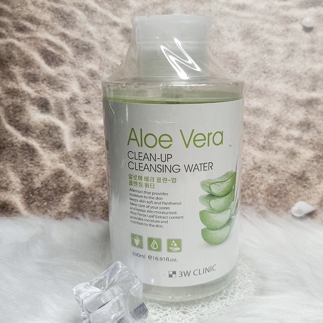 Nước tẩy trang chiết xuất từ nha đam 3W CLINIC ALOE VERA CLEAN-UP CLEANSING WATER 500ml