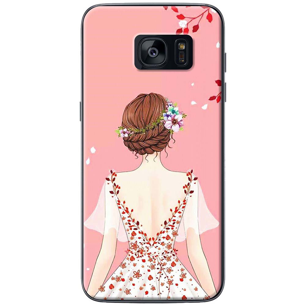 Ốp lưng nhựa dẻo Samsung Galaxy S7, S7 Edge Cô gái áo hồng