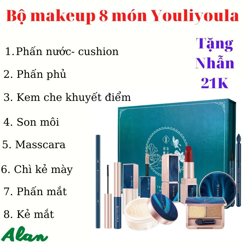 bộ trang điểm makeup cá nhân đầy đủ nội địa Trung RB02 gồm phấn nước, phấn phủ, son môi, kẻ mắt...