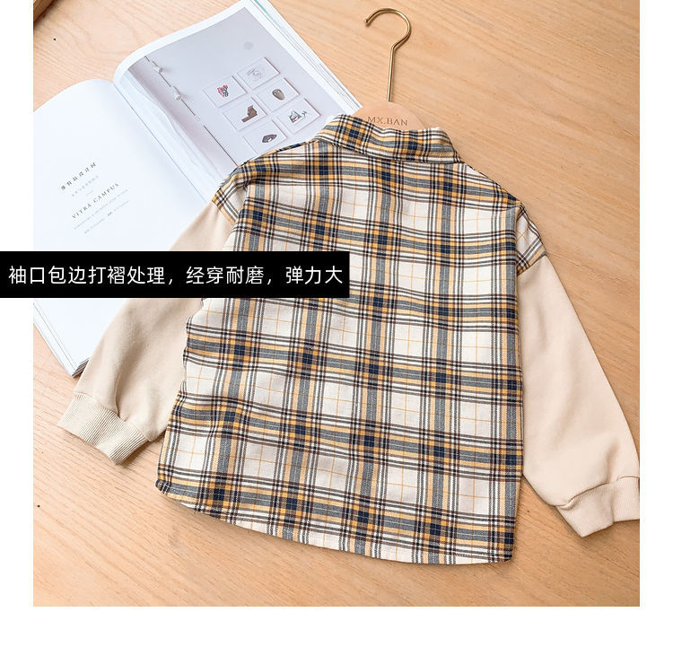 Áo sơ mi dài tay họa tiết caro phong cách Hàn Quốc thời trang mùa thu cho bé trai